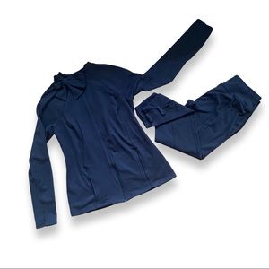 Kate Spade x Beyond Yoga Black Jacket and Pants Set Bow Accents Size L